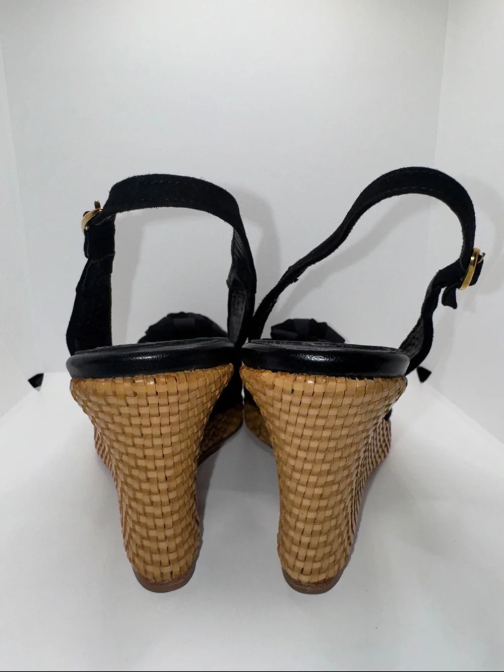 Lulu Guinness Suede Slingback Wedges Open Toe w Bow Women’s EU 39.5 - Picture 7 of 13